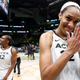 A’ja Wilson of the Las Vegas Aces after beating the Seattle Storm 110-98 on Sunday.